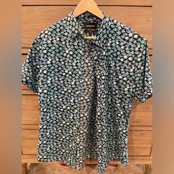 BONOBOS Slim Fit Short Sleeve Button-Up Shirt Size Large - Picture 1 of 5